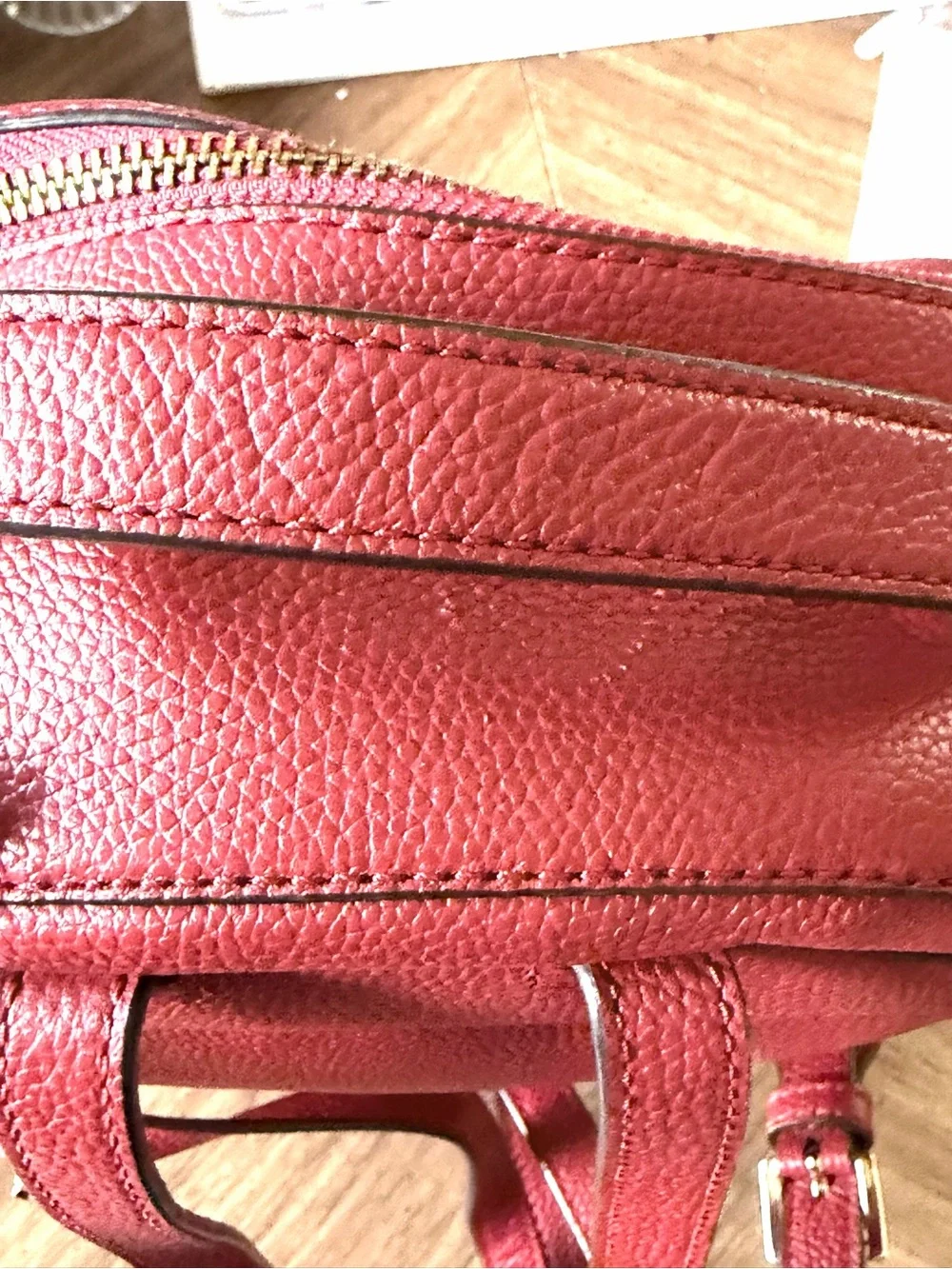 Michael Kors Jessa Red Pebbled Leather Backpack with Gold Hardware like new